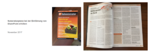 IT-Administrator-Magazin (November 2017) mit Fachartikel zur Nutzerakzeptanz bei der SharePoint-Einführung im Unternehmen.