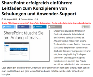 SharePoint-Oberfläche im Browser – Einstieg in die Einführung mit gezieltem Anwender-Support und Enablement im Unternehmen.