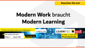LEARNTEC 2022 Karlsruhe – 365 Akademie Stand Halle 1 F50 auf der eLearning Fachmesse