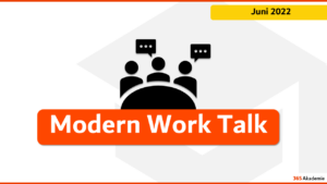 Icon einer Personengruppe am Tisch mit Schriftzug „Modern Work Talk" – 365 Akademie