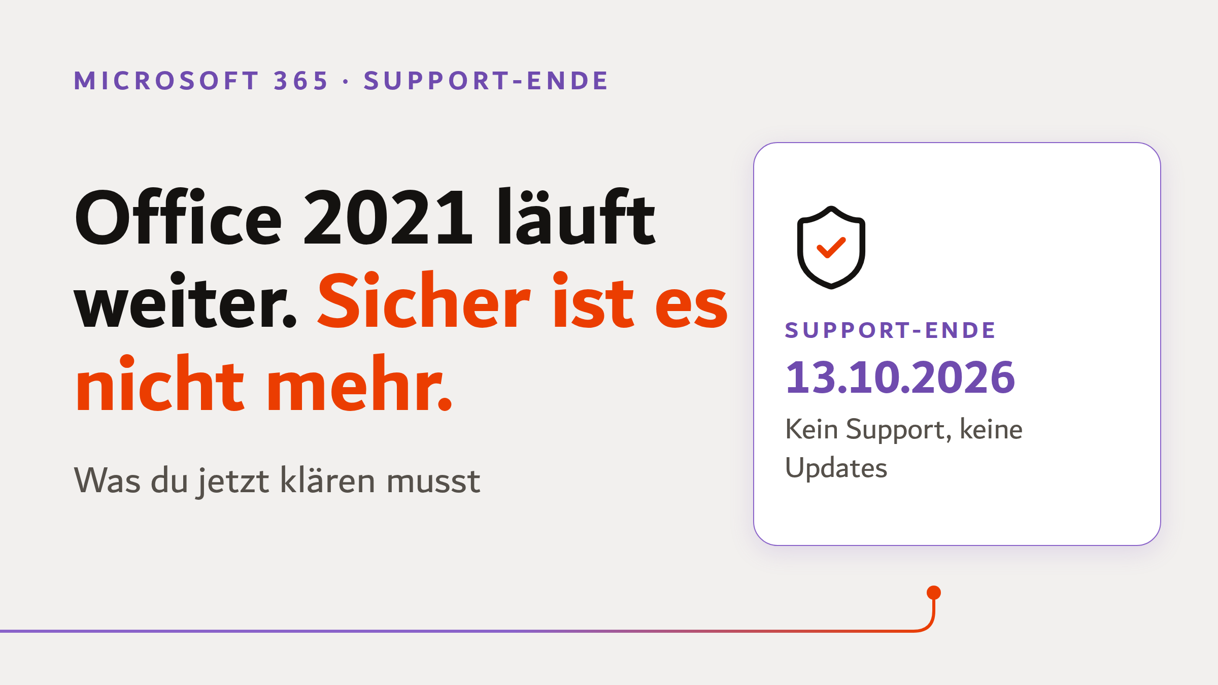 Beitragsbild: Office 2021 Support-Ende am 13.10.2026, Office 2021 läuft weiter, ist aber nicht mehr sicher